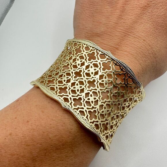 Kendra Scott Candice wide gold tone cuff bracelet! - Picture 7 of 8